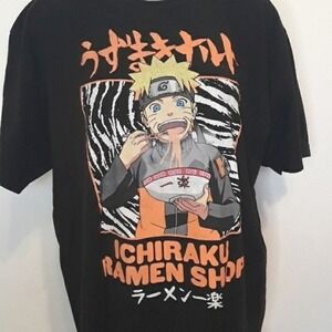 Naruto Shippuden Ichiraku Ramen Shop Black Graphic T-Shirt Mens XL Viz Media